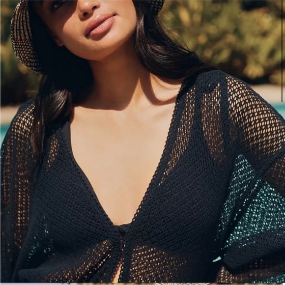 Anthropologie The Brea Swimsuit Cover Up Dress Black Knit, XXS - Picture 3 of 9